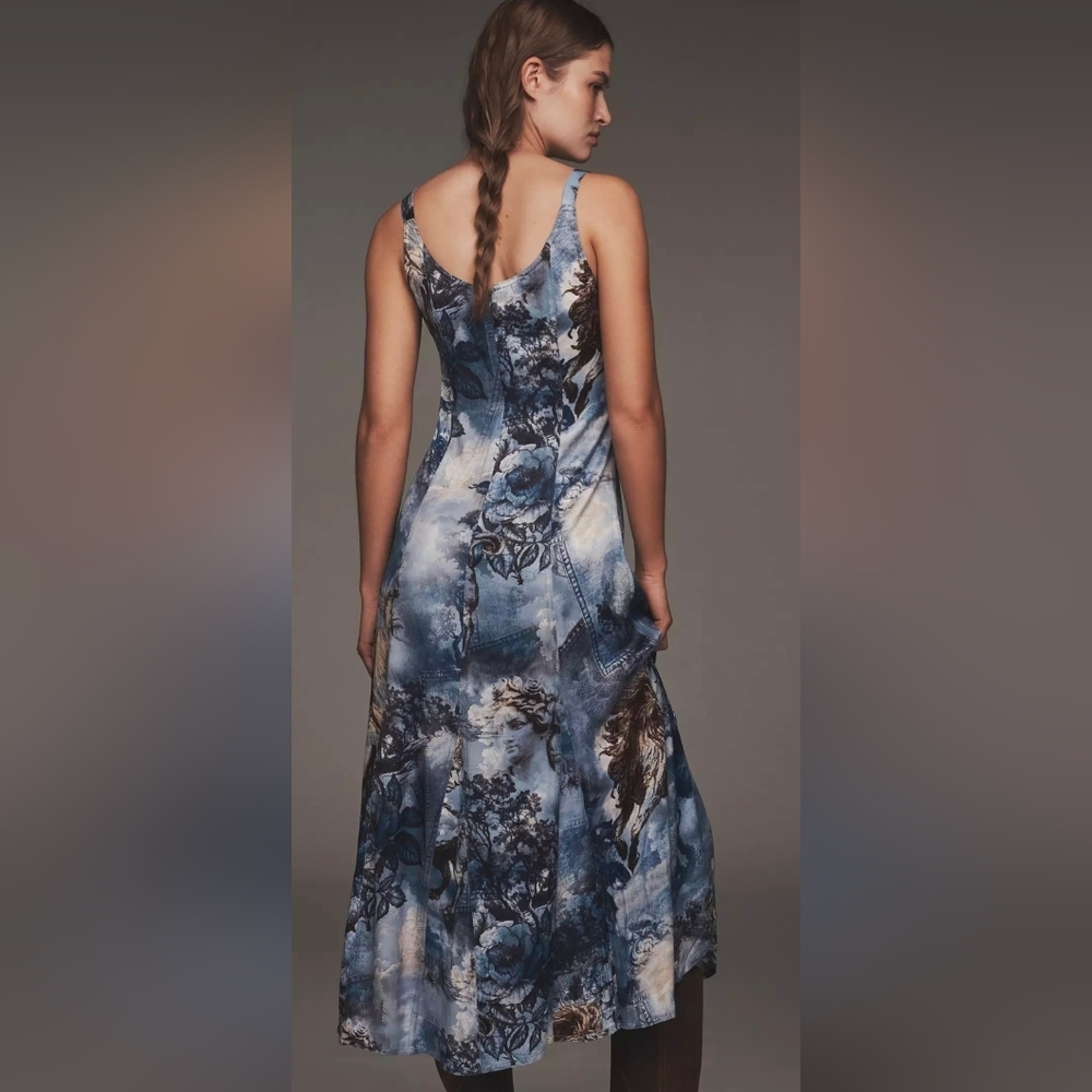 Anthropologie Watercolor Floral Artistic Boho Midi Dress - Picture 3 of 5